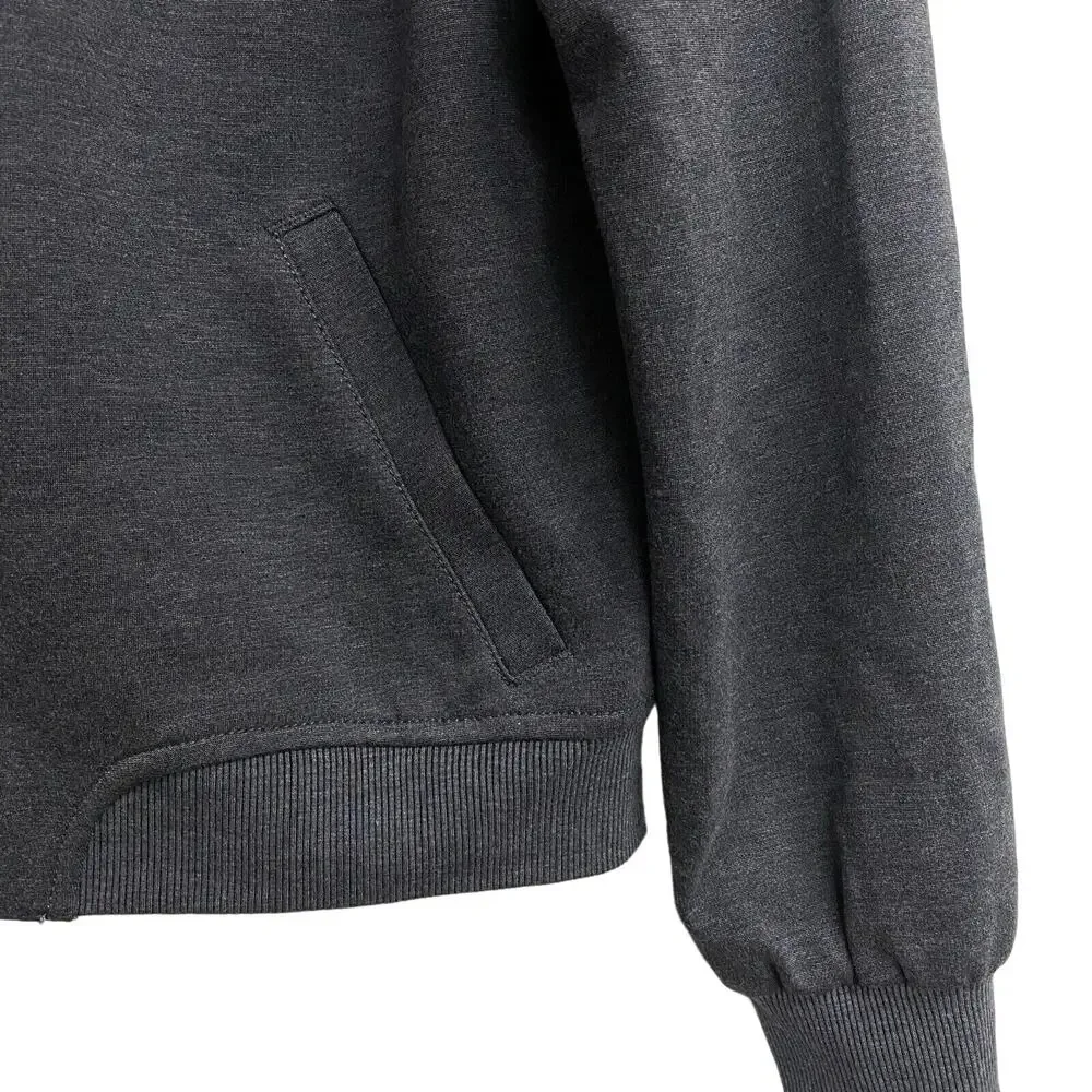 Loft Women's Small Gray Bomber Jacket Full‎ Zip Up Pockets Lined Dark Academia